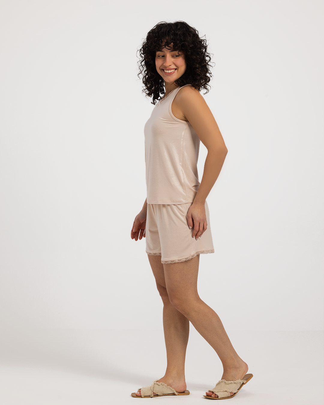 Pajama shorts with viscose lycra lace, summer breeze