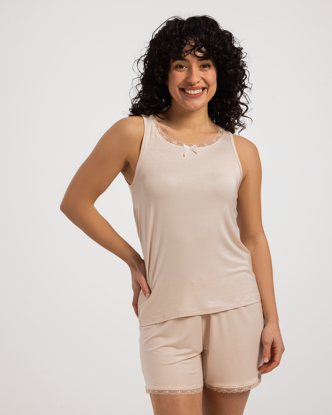 Pajama shorts with viscose lycra lace, summer breeze