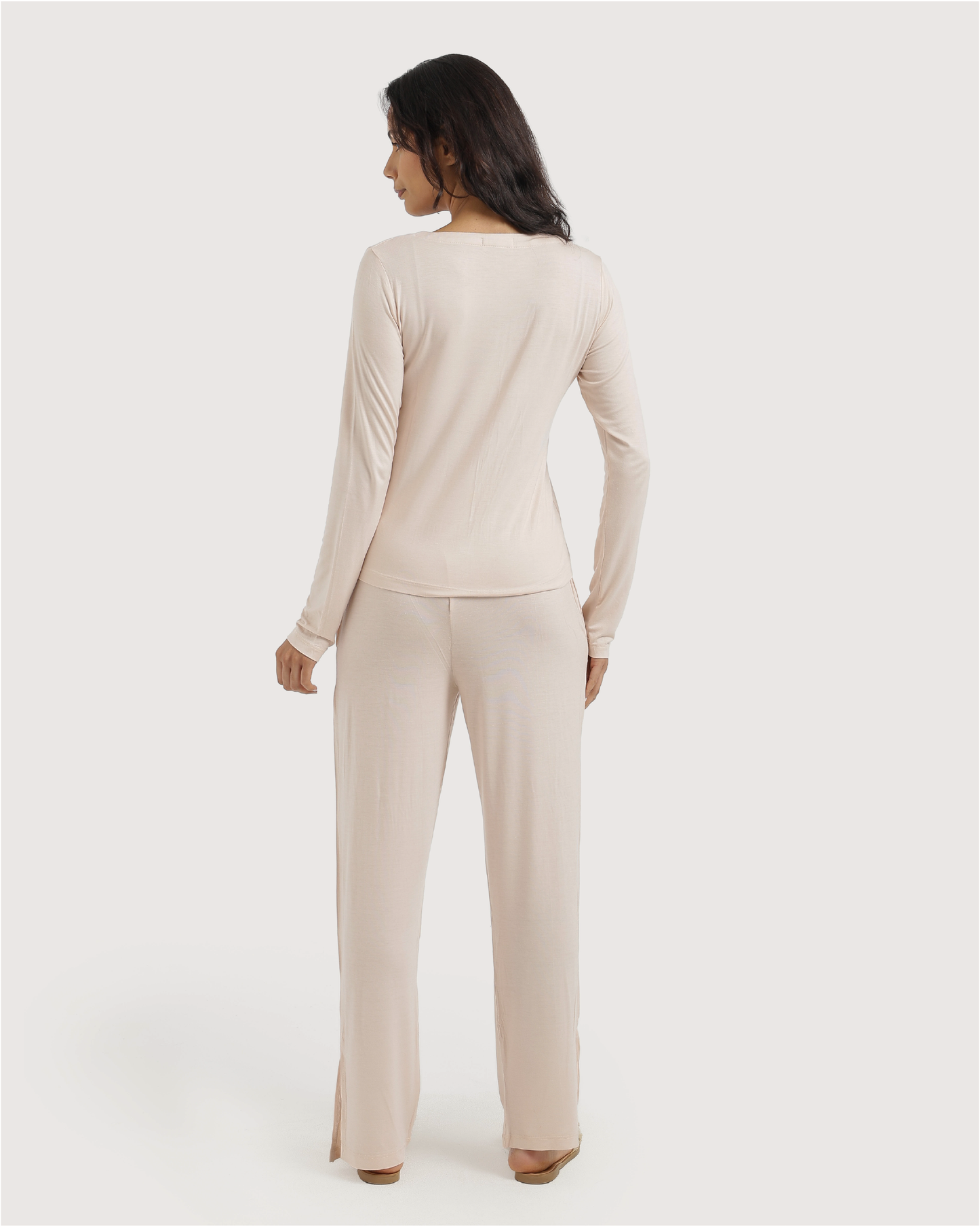 Buttoned pant pajamas in viscose lycra, summer breeze