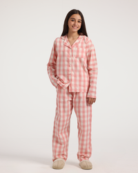 بيجاما بناتي بزراير كاروهات الربيع