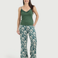 Satin Pants Pajama with Flowers