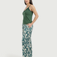 Satin Pants Pajama with Flowers