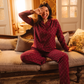 Vintage flower Women Classic Pajama in Burgundy