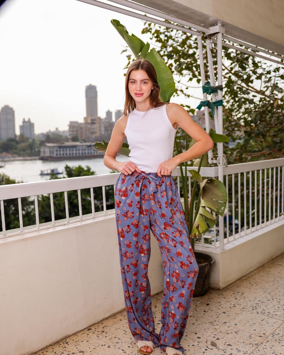 بنطلون فسكوز حريمي ورود ملونه