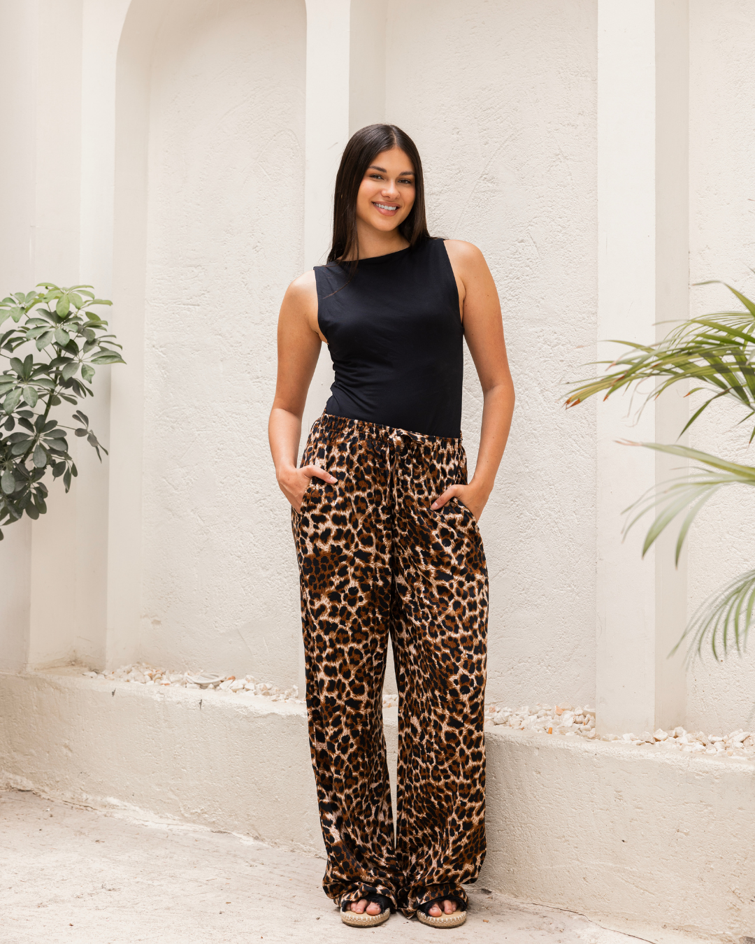 بنطلون فسكوز حريمي نقشه النمر