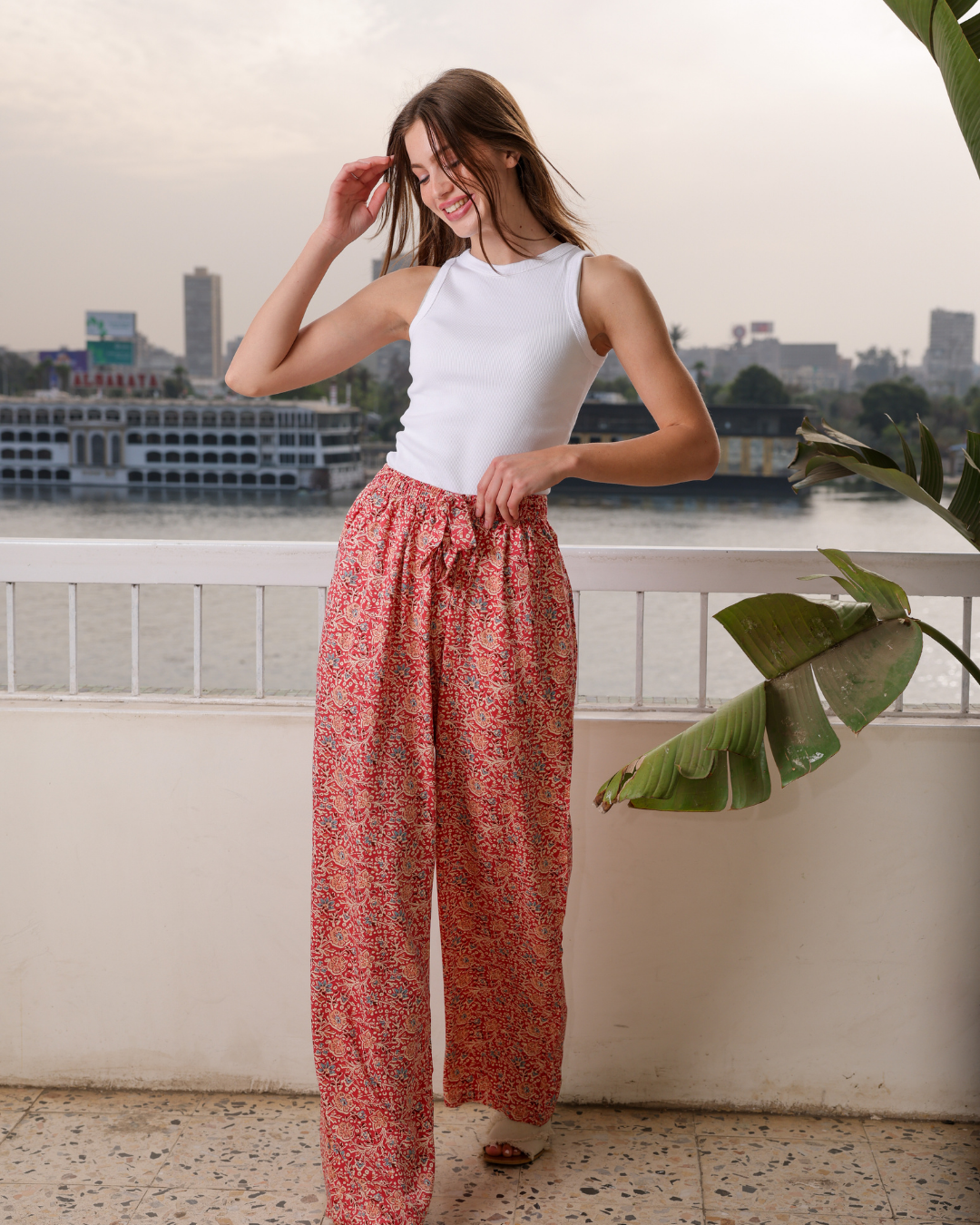 بنطلون فسكوز حريمي ورود الربيع