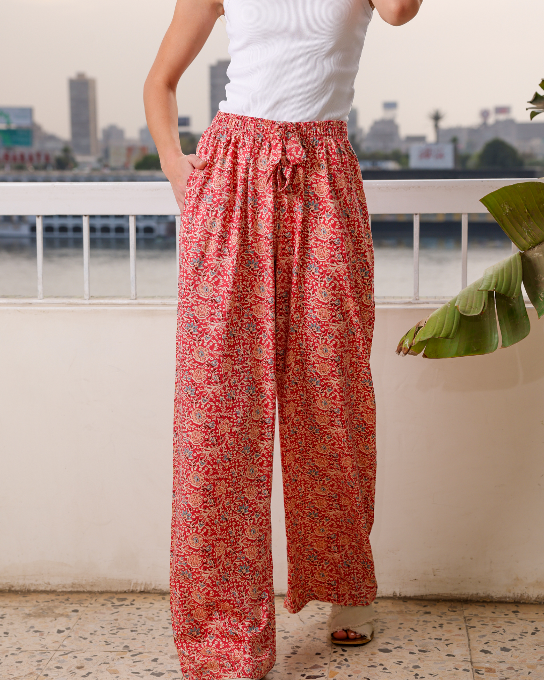 بنطلون فسكوز حريمي ورود الربيع