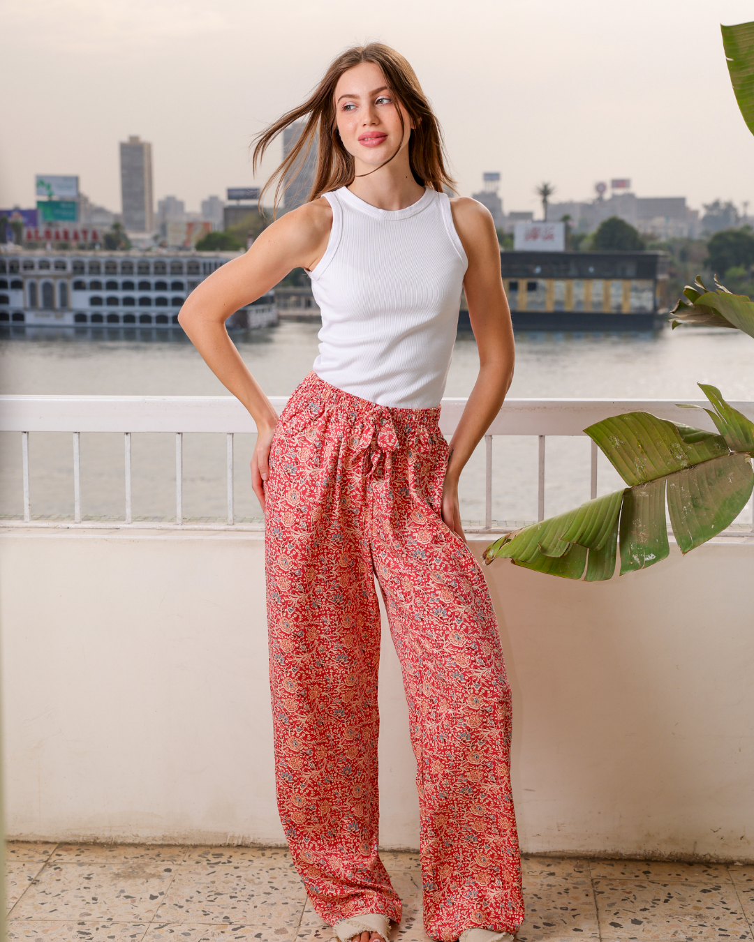 بنطلون فسكوز حريمي ورود الربيع