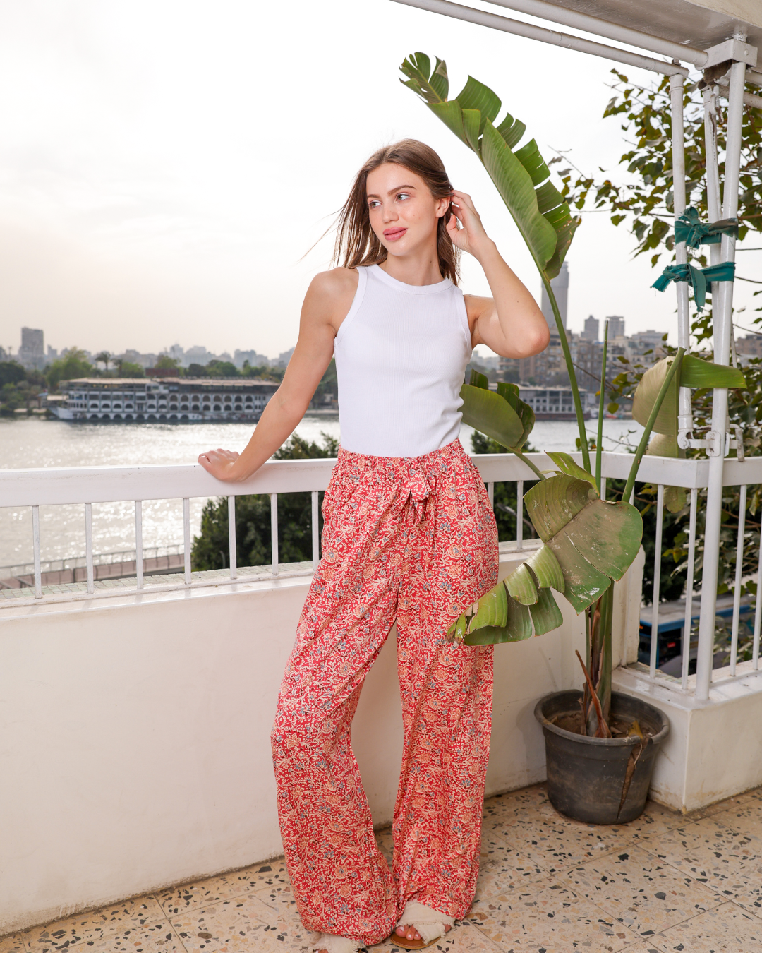 بنطلون فسكوز حريمي ورود الربيع