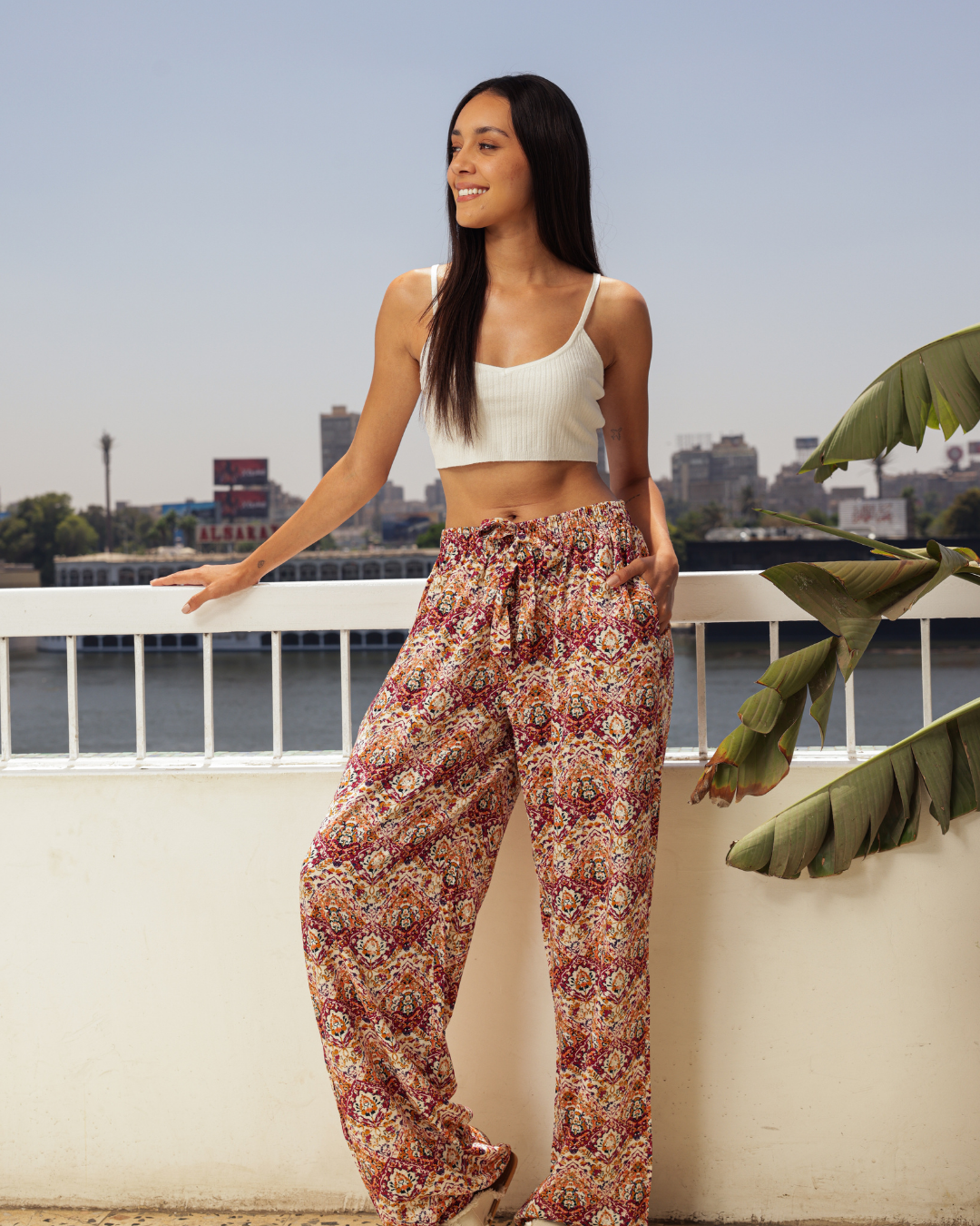 بنطلون فسكوز حريمي الزهور العتيقه