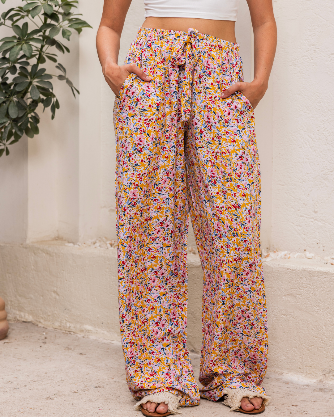 بنطلون فسكوز حريمي الحديقه الصفراء