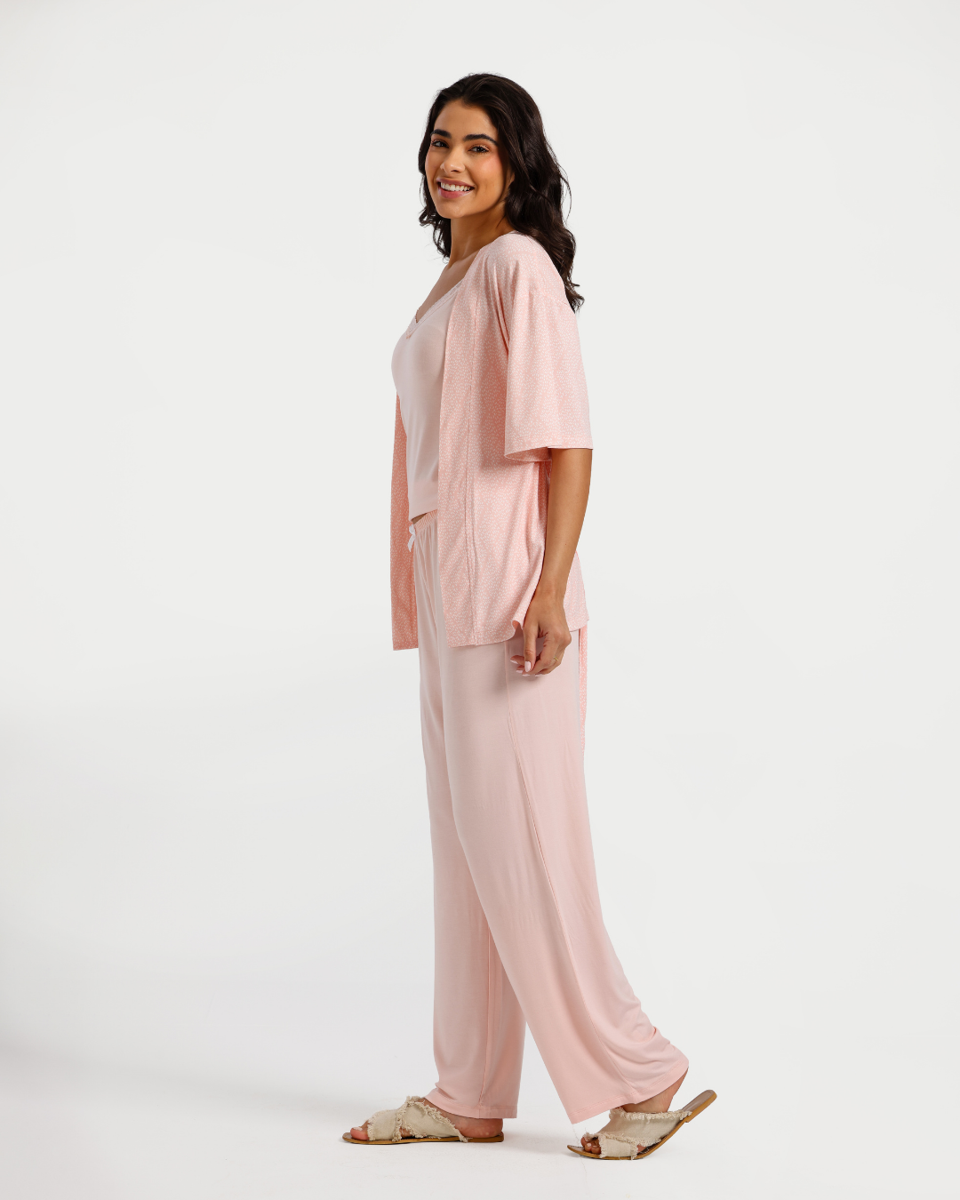 بيجاما بنطلون 3 قطع فسكوز ليكرا, نسيم الصيف