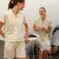 Cute lemon women's button-up pajamas