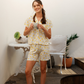 Cute lemon women's button-up pajamas