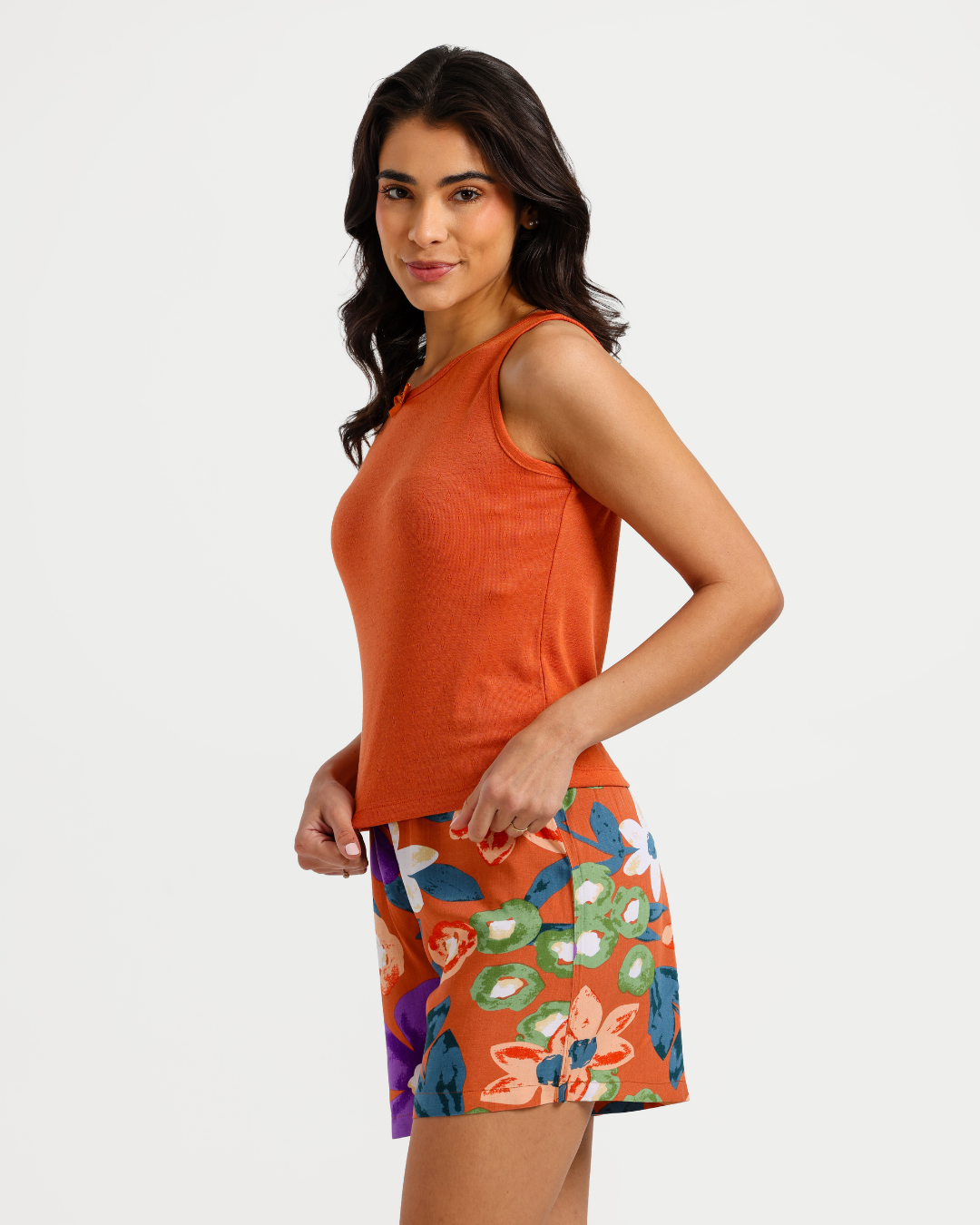 بيجاما كَت بطبعة الورود البنفسجية