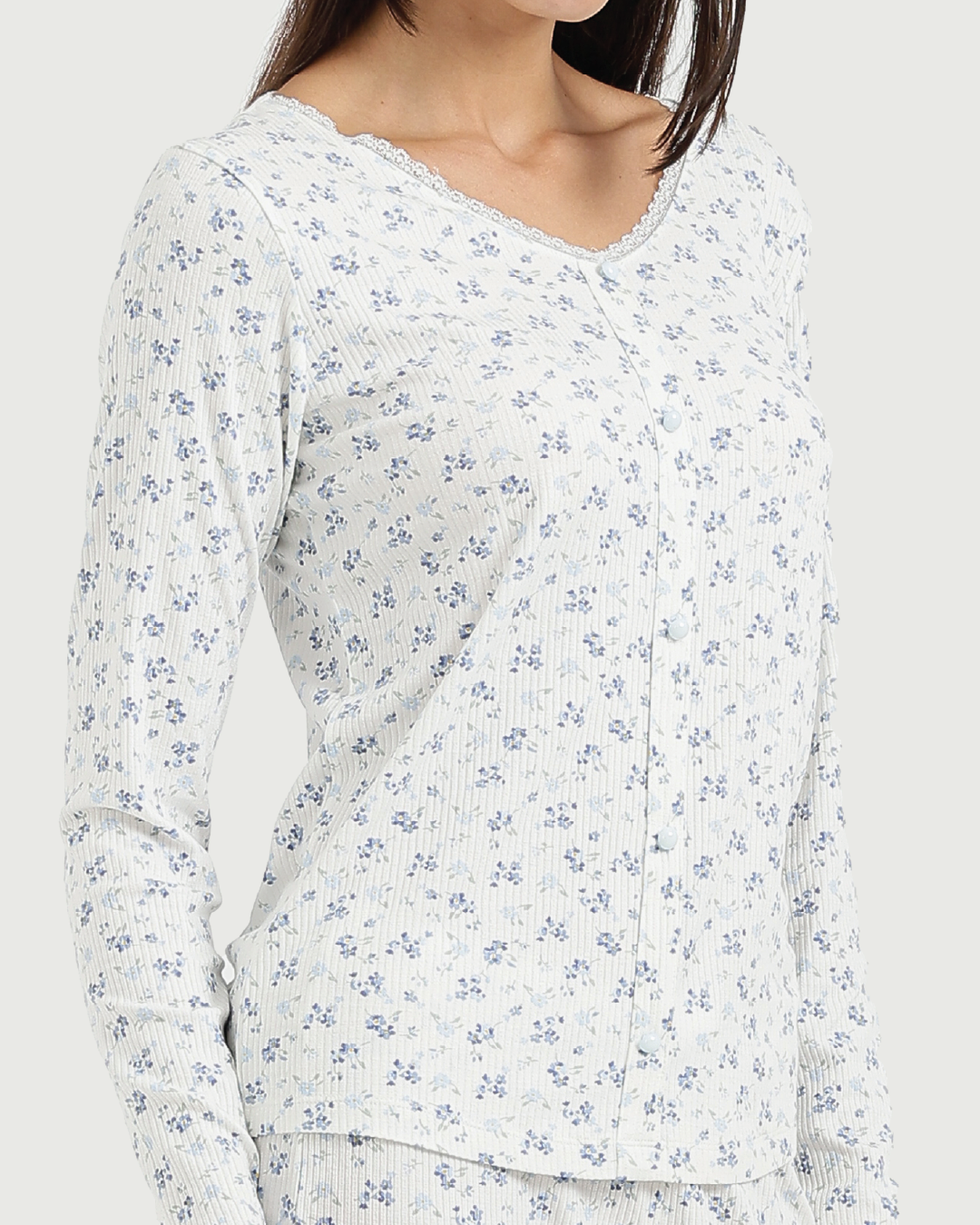 Blue Floral Viscose Lycra Pajama Pants