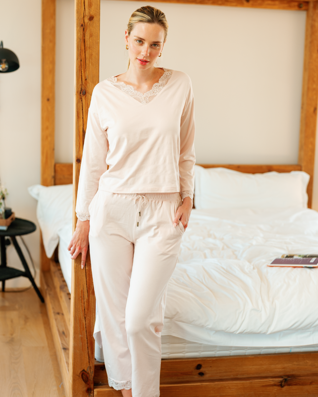 بيجاما بنطلون مودال بدانتيل