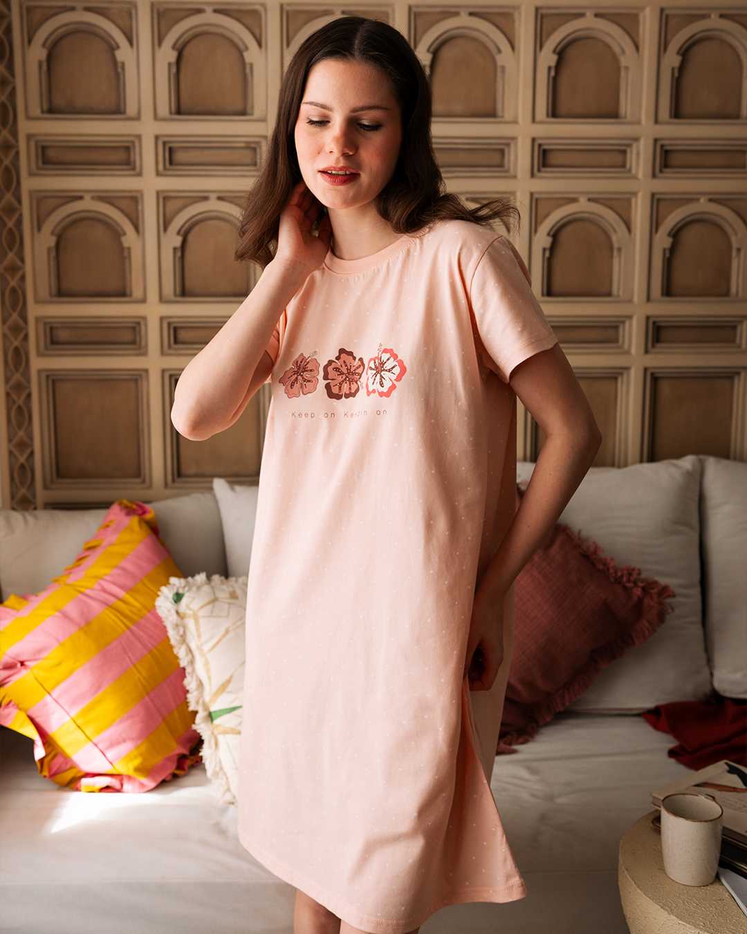 قميص قطن ورود الصيف