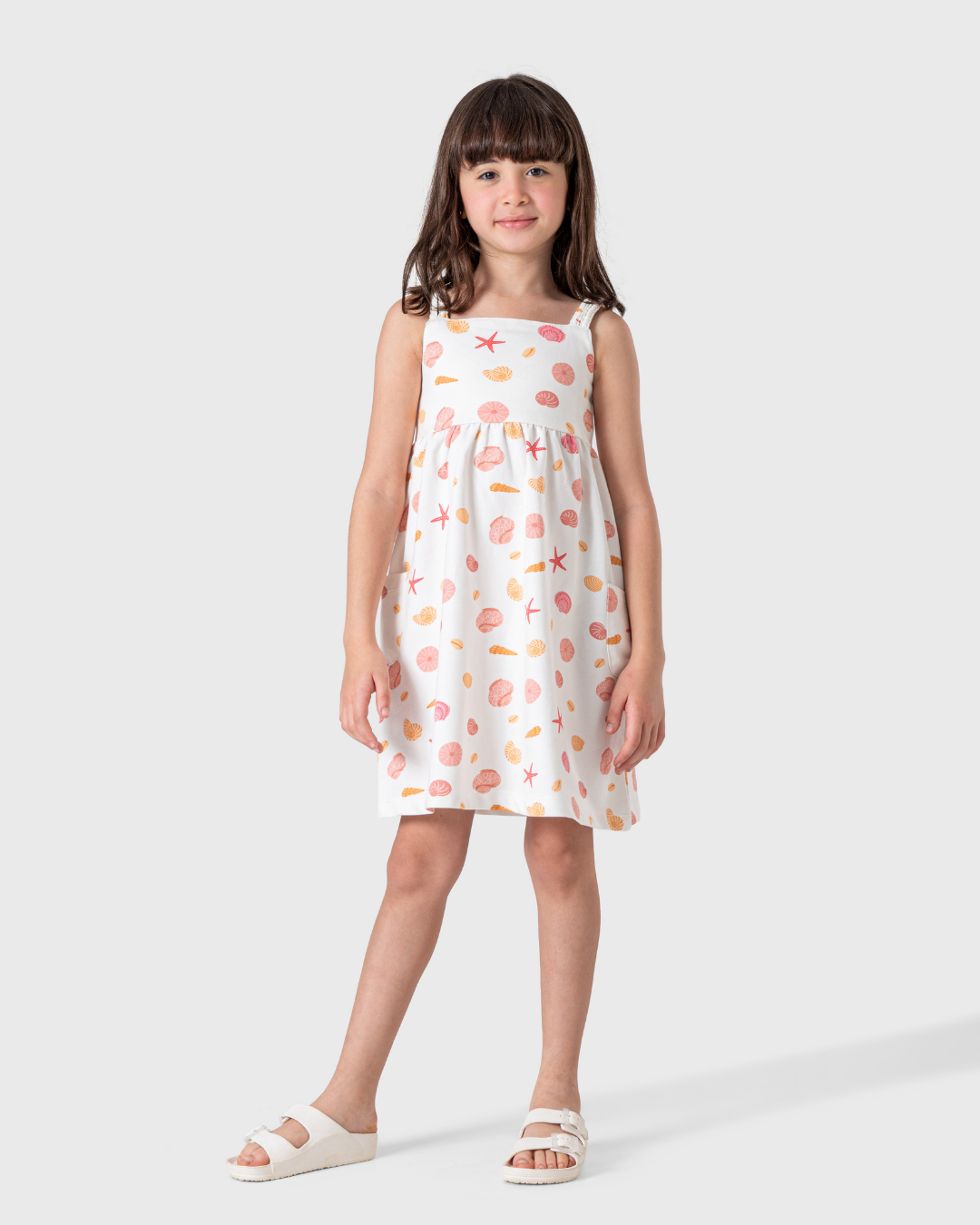 فستان بناتي قواقع بحريه