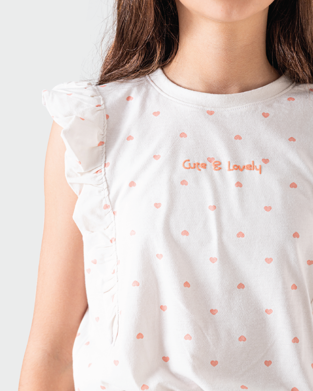 Cute girls pajamas with hearts pattern
