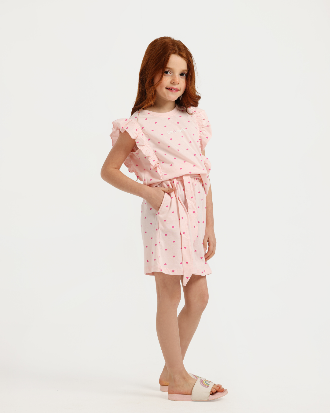 بجامة بناتي لطيفة بنقشة قلوب