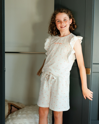 Cute girls pajamas with hearts pattern