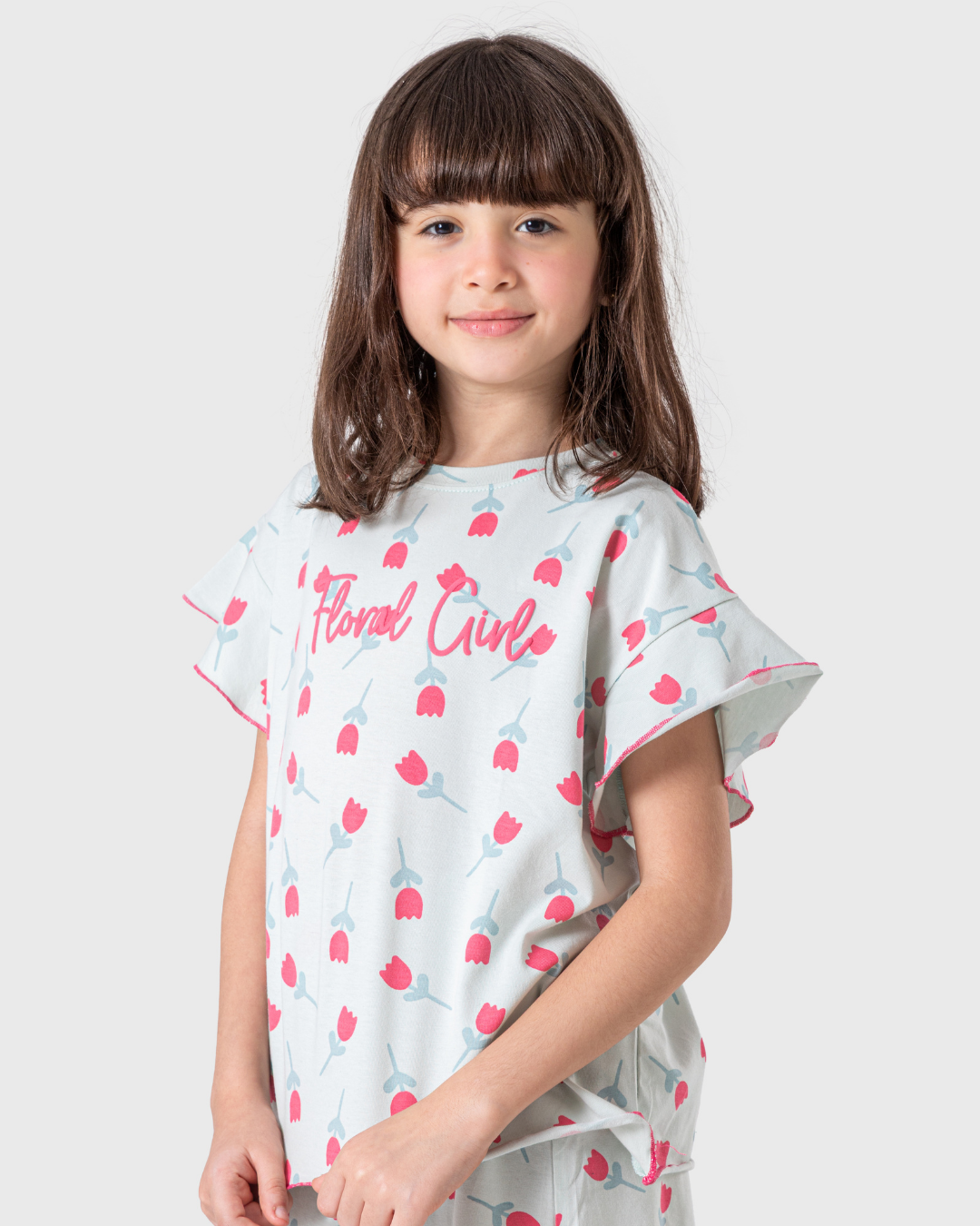 بيجاما بنات بطبعة زهور بألوان ربيعية