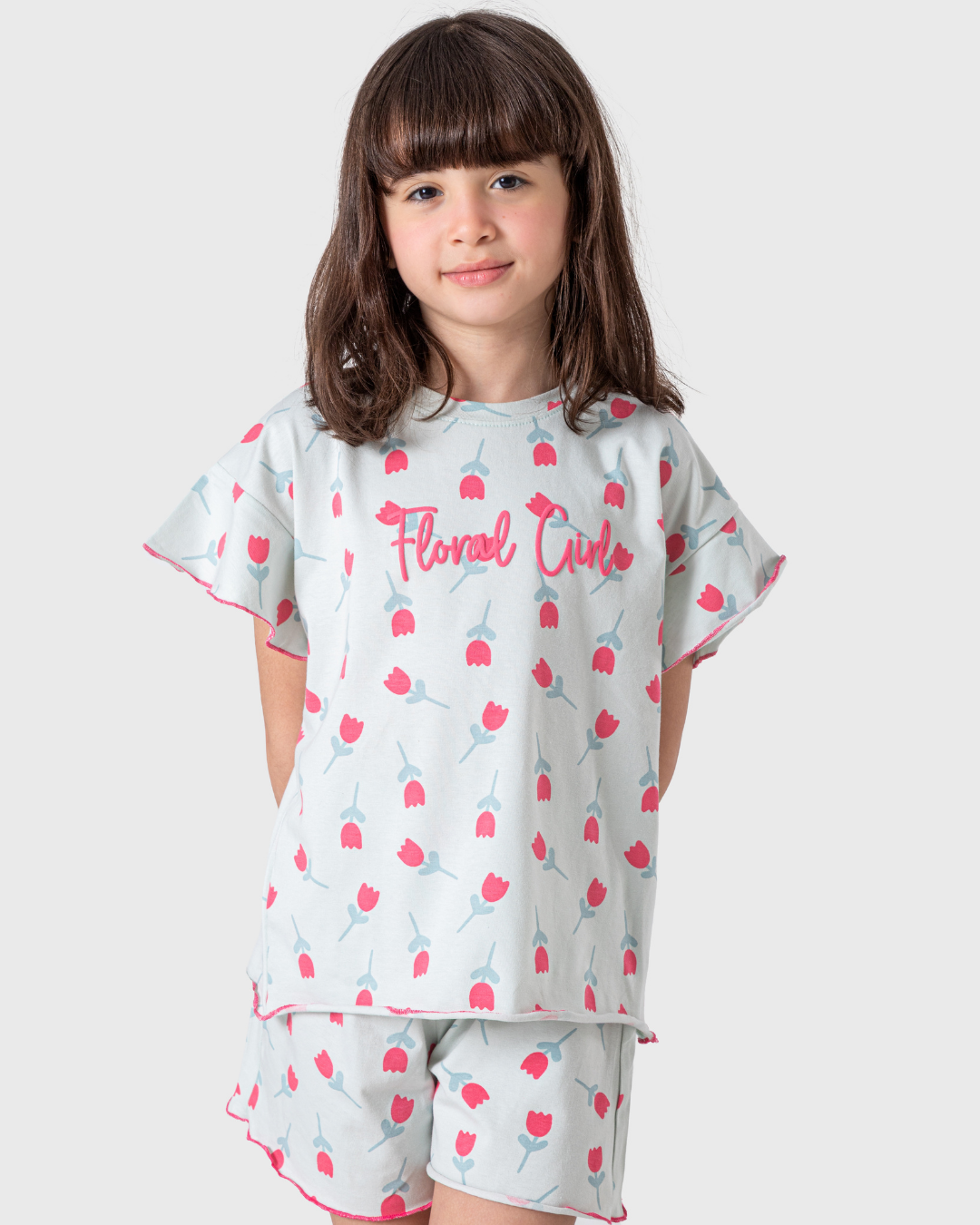 بيجاما بنات بطبعة زهور بألوان ربيعية