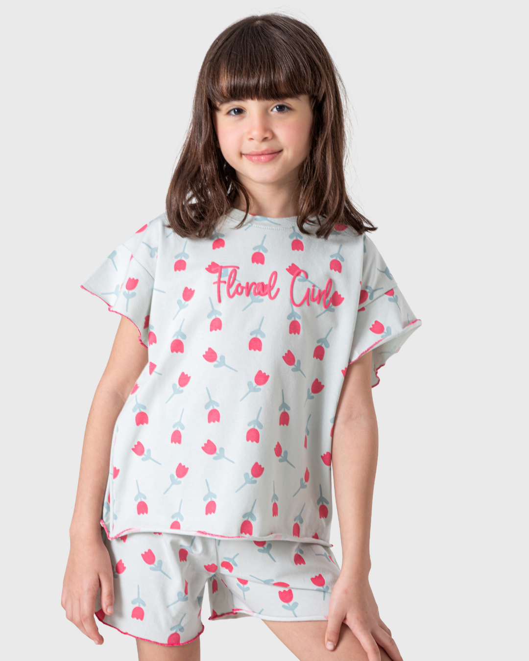 بيجاما بنات بطبعة زهور بألوان ربيعية