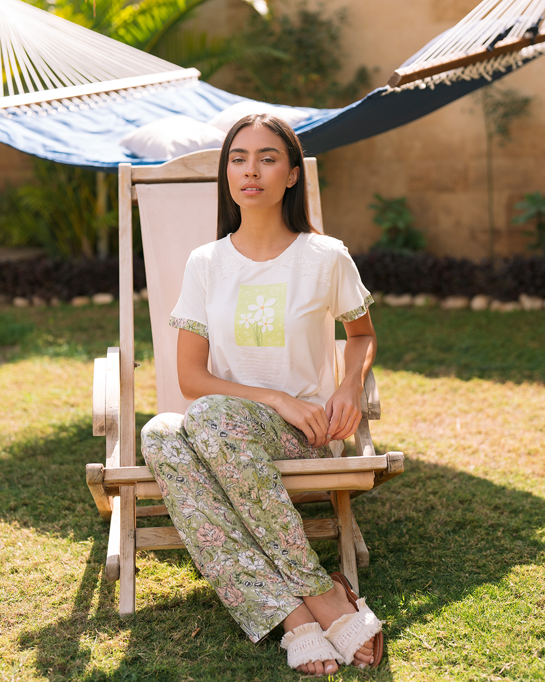 Women's pajamas, olive rose pants