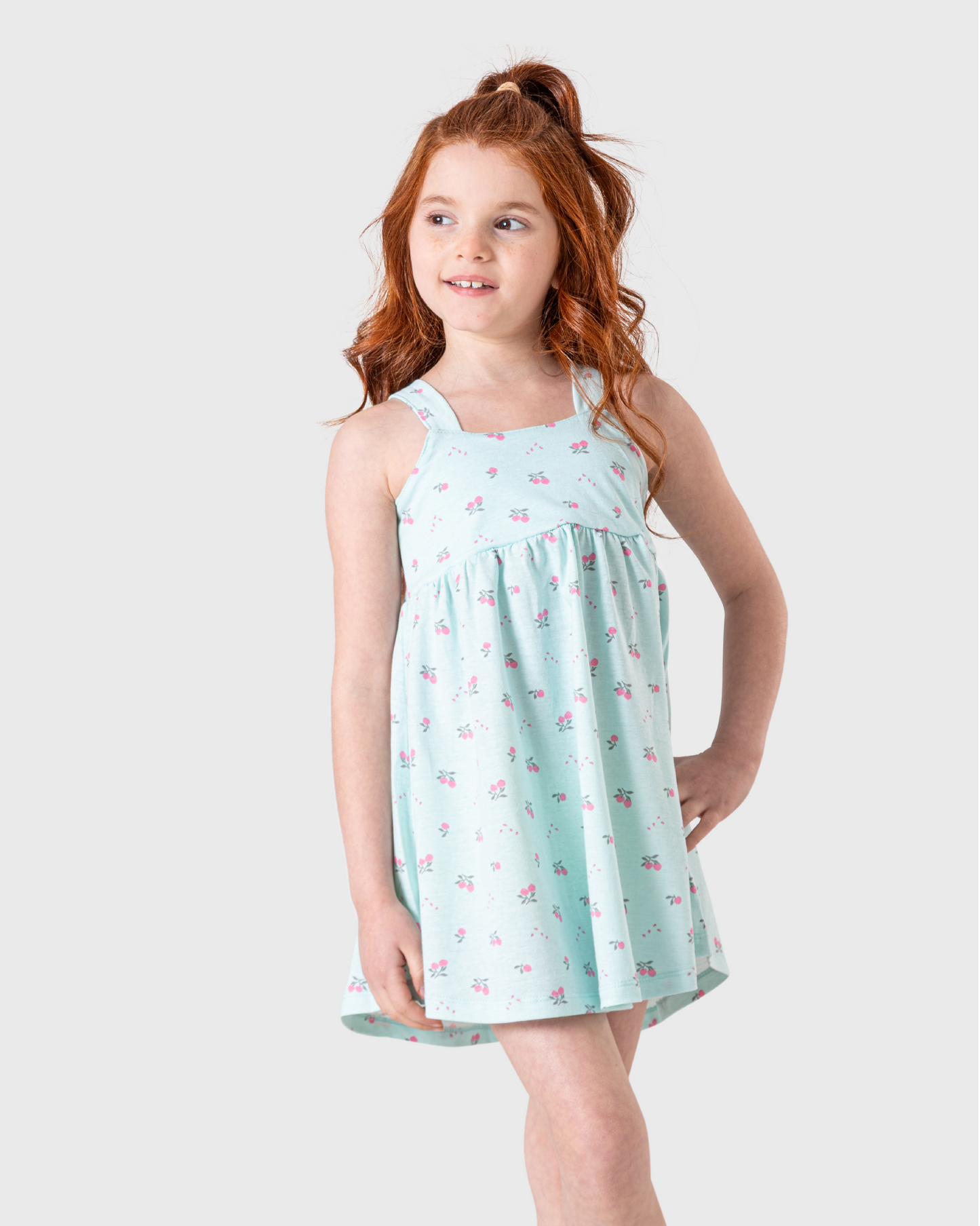 فستان بناتي بطبعة فواكه وألوان زاهية