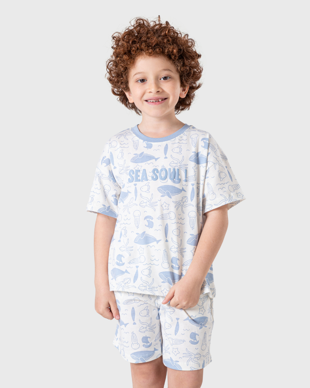 Printed top and shorts pajamas