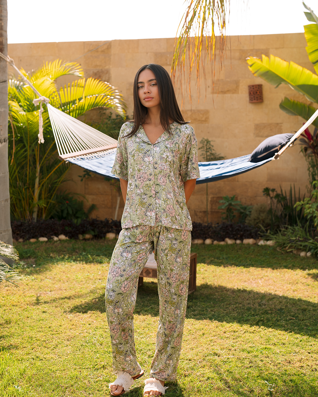 Classic olive rose women's pajamas