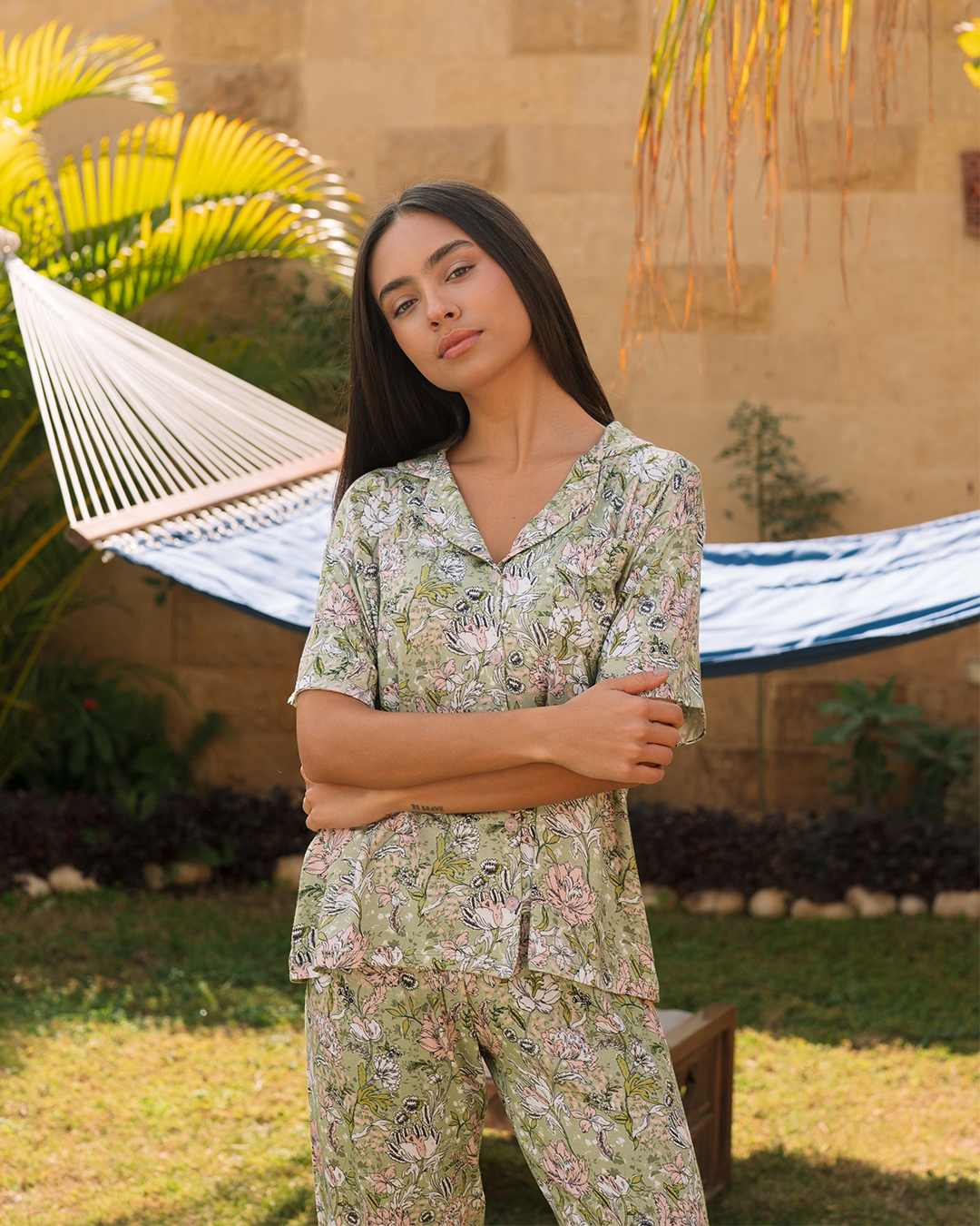 Classic olive rose women's pajamas
