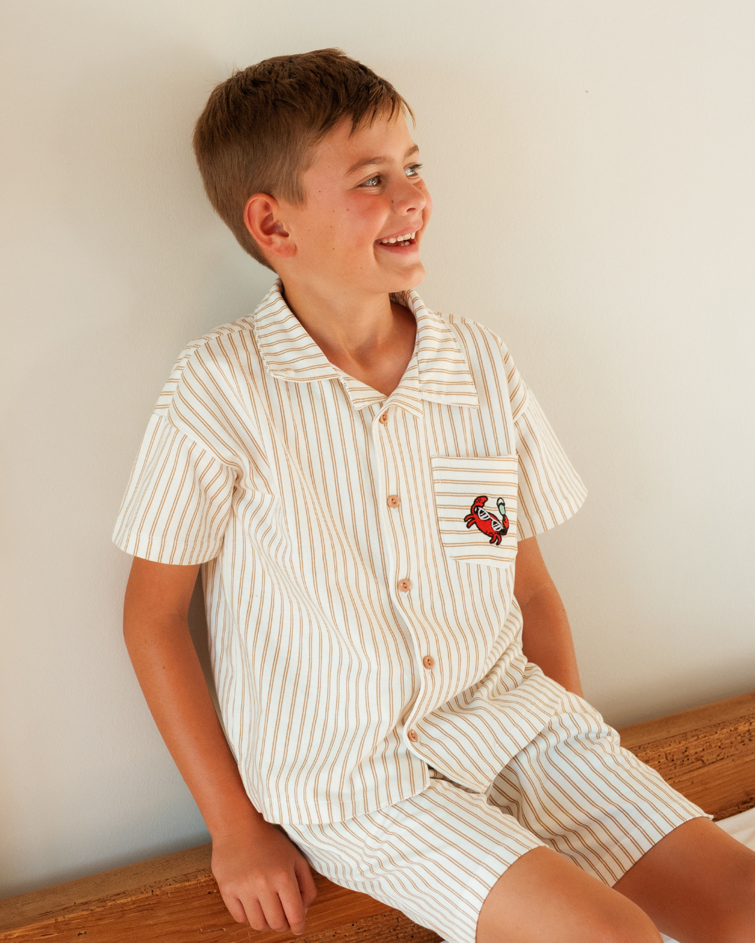 بيجاما أولادى صيفى بخطوط و كائنات بحرية مرحة