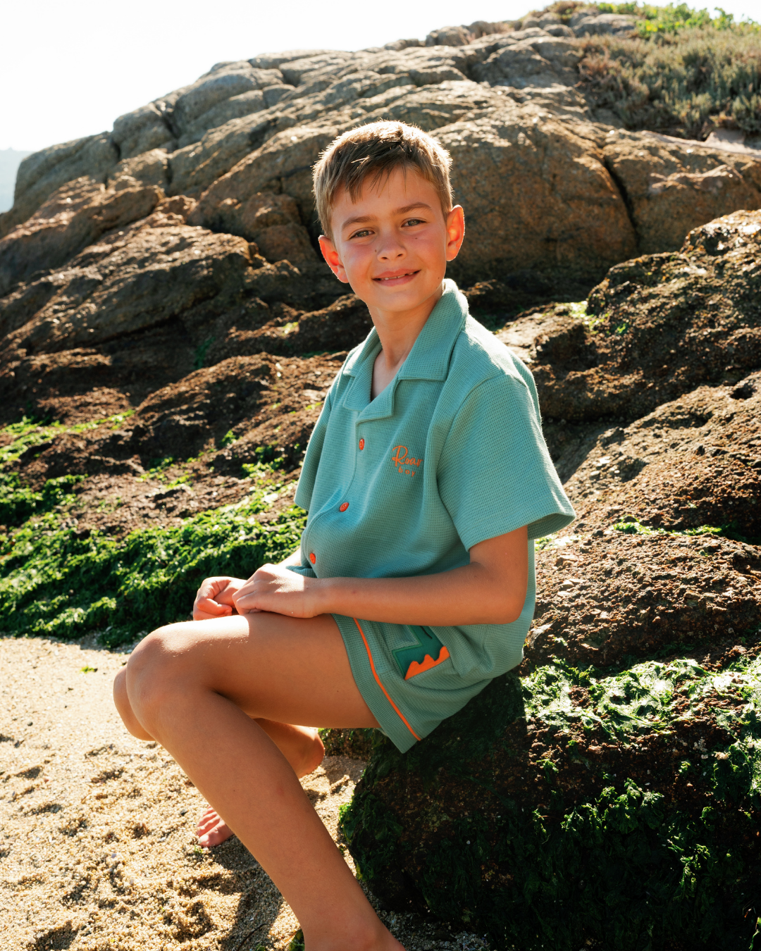 Boys' waffle set with buttoned shirt