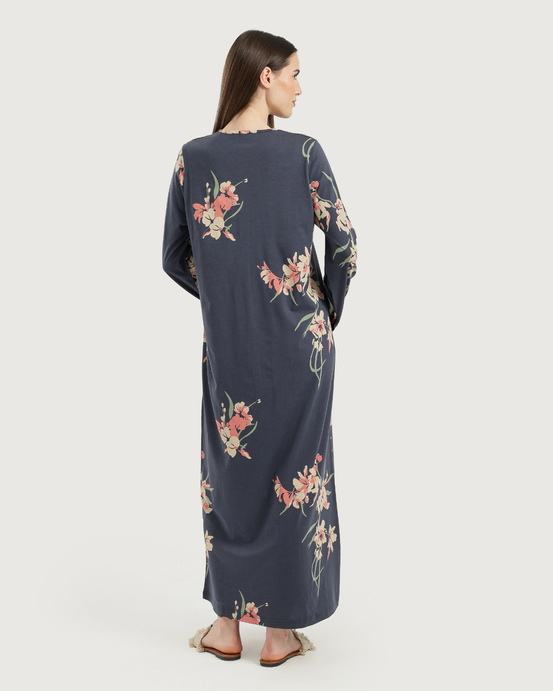 Women's Long Printed Nightshirt with Long Sleeves