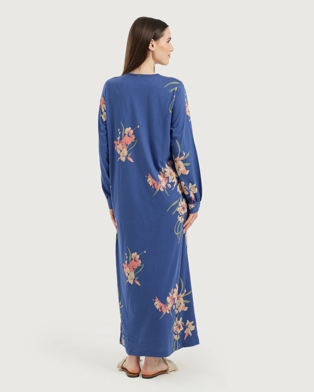 Women's Long Printed Nightshirt with Long Sleeves