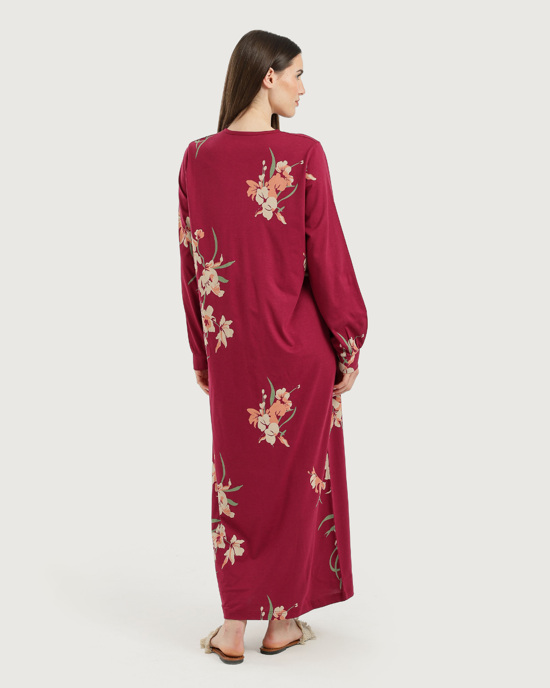 Women's Long Printed Nightshirt with Long Sleeves