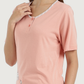 Women's half-sleeved pajamas with embroidery and fabric trousers