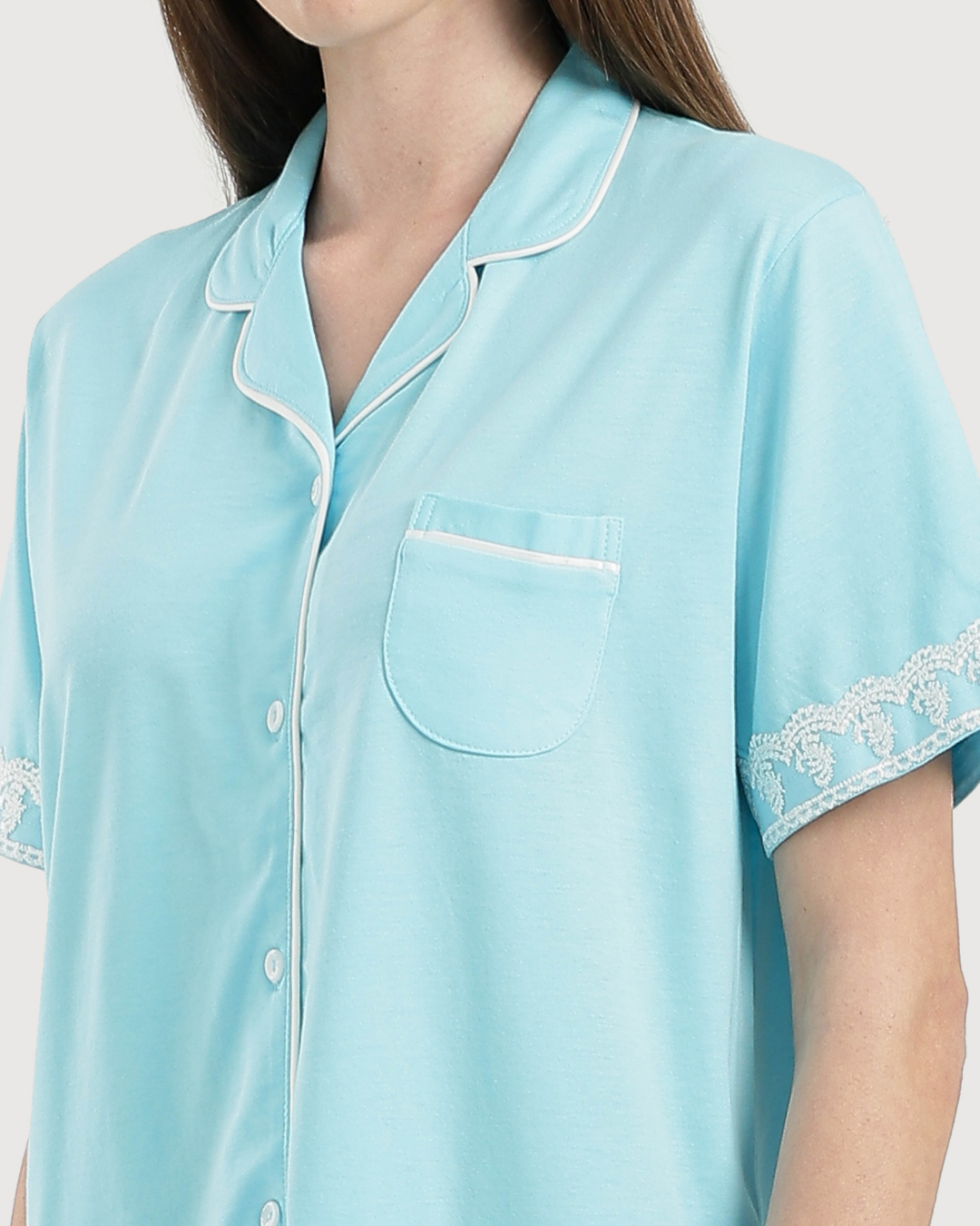 بيجامة حريمي نص كم مع بنطلون