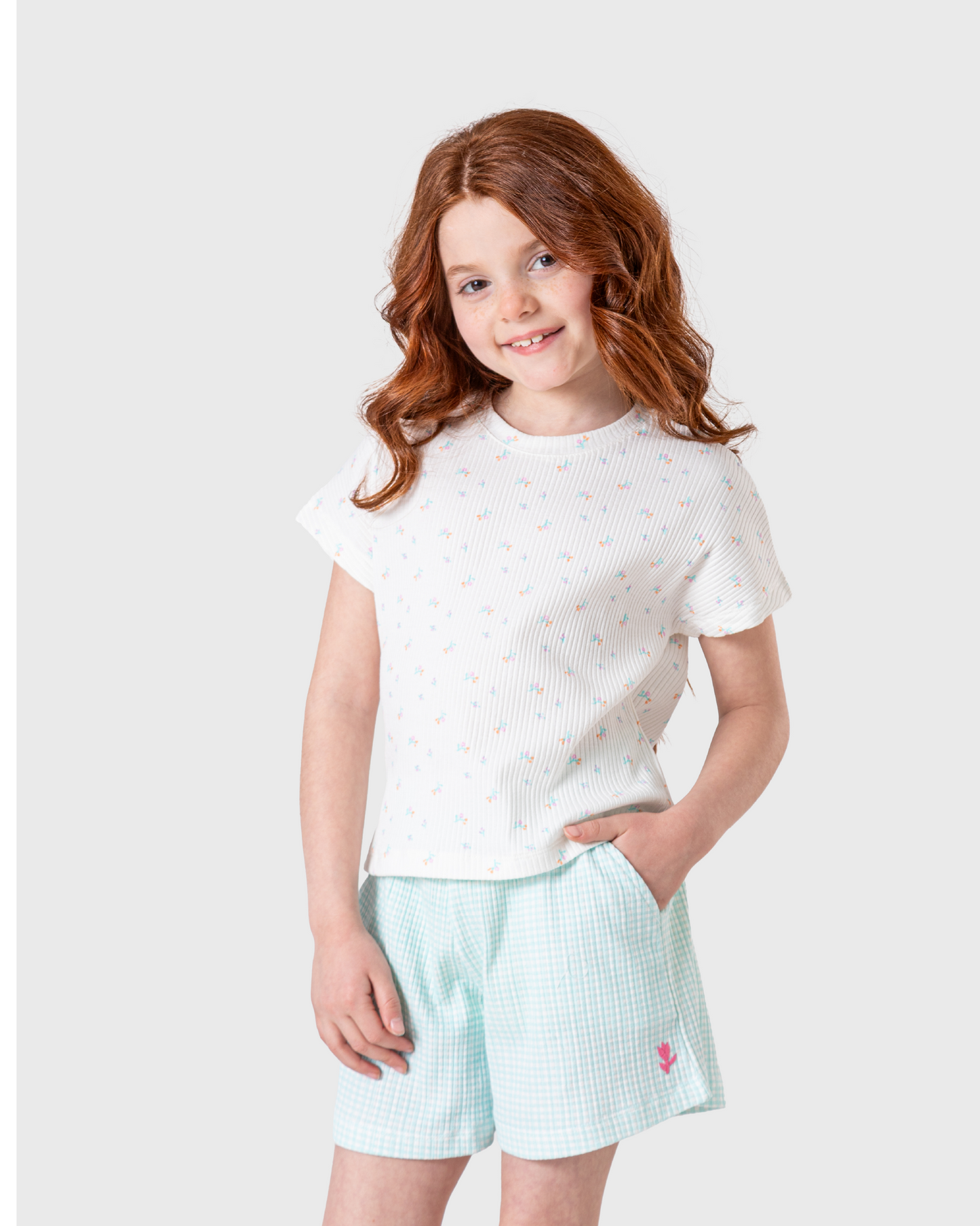 Cute girls' pajamas with a cheerful floral print