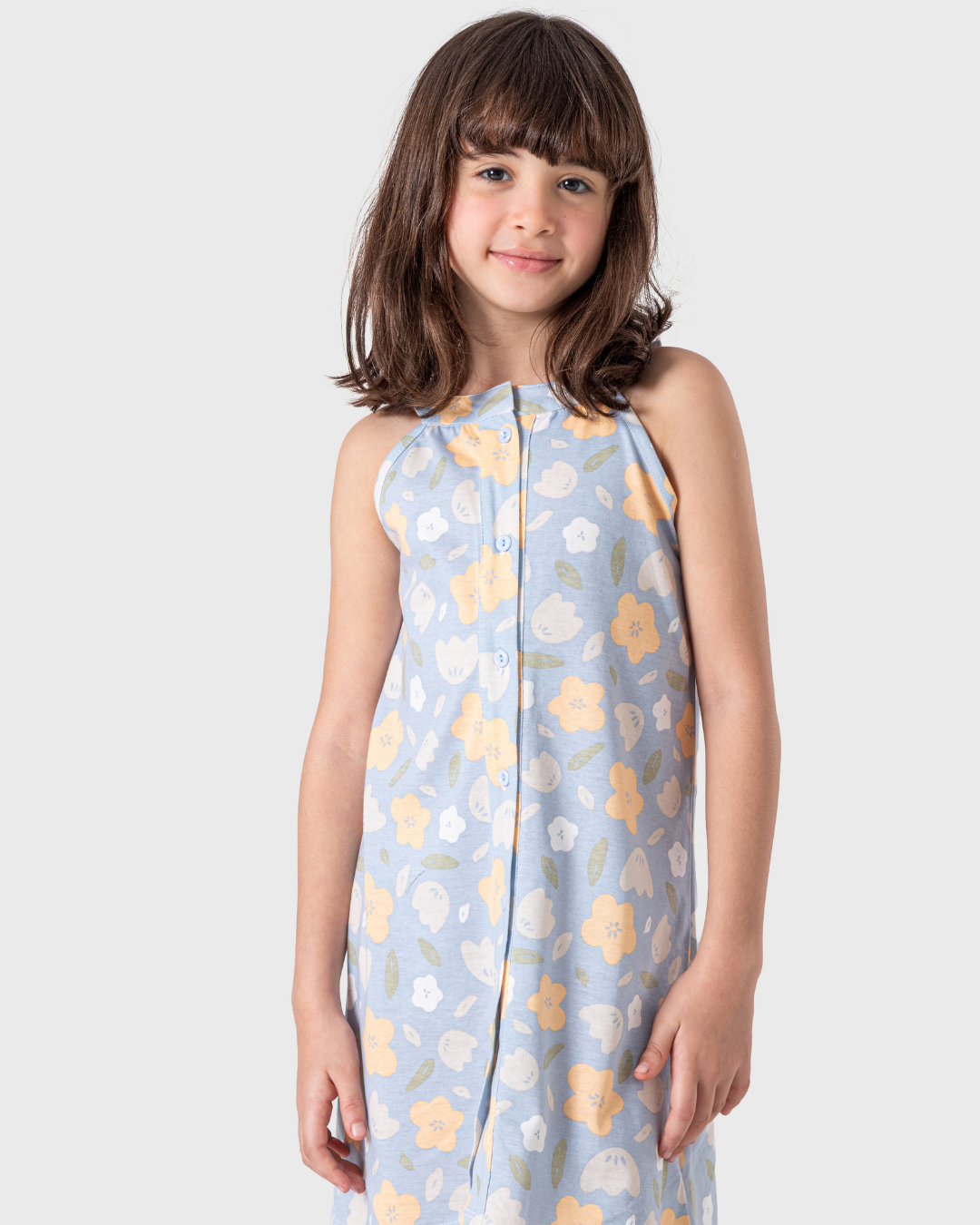 فستان قطن مطبوع بورود صيفية