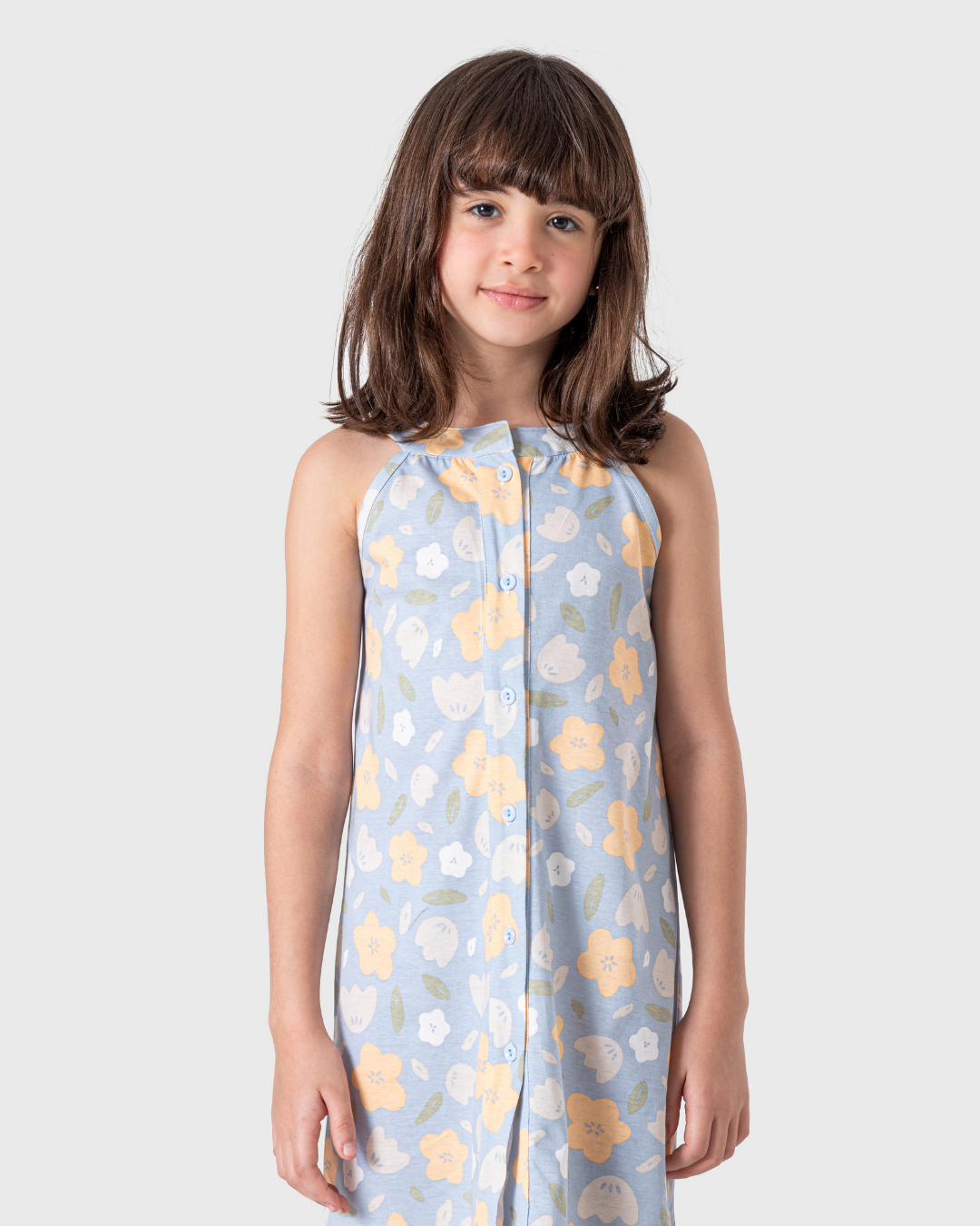 فستان قطن مطبوع بورود صيفية