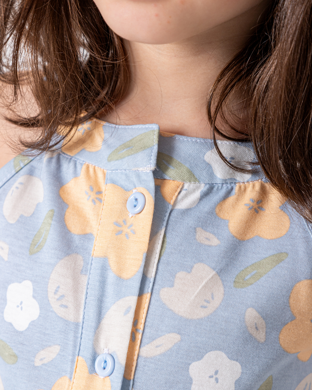 فستان قطن مطبوع بورود صيفية