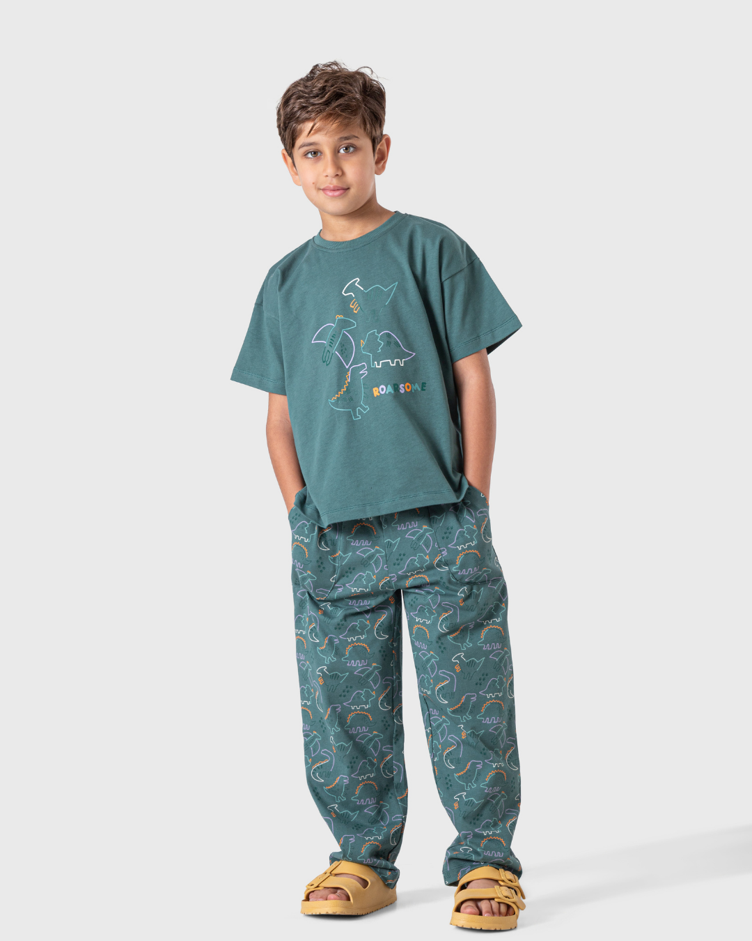 بيجاما اولادي مقاس واسع ديناصورات