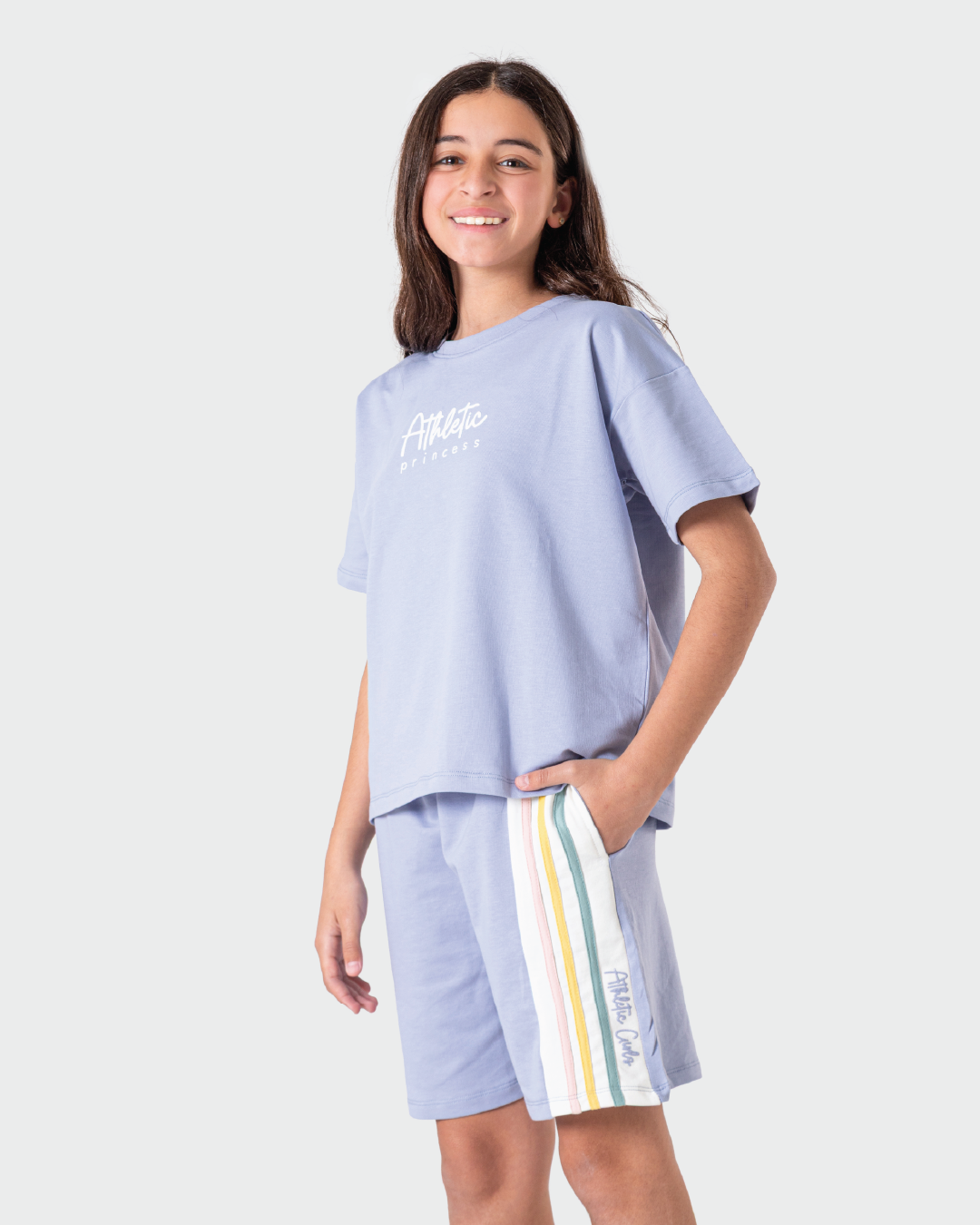 طقم شورت رياضي بناتي بألوان الحلوى