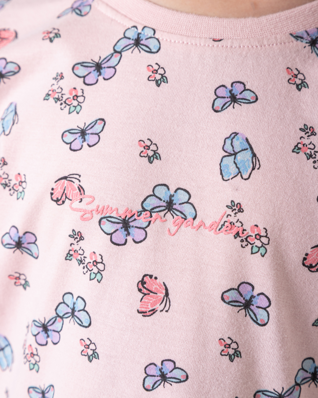 Girls' half-sleeved dress with butterfly ruffles