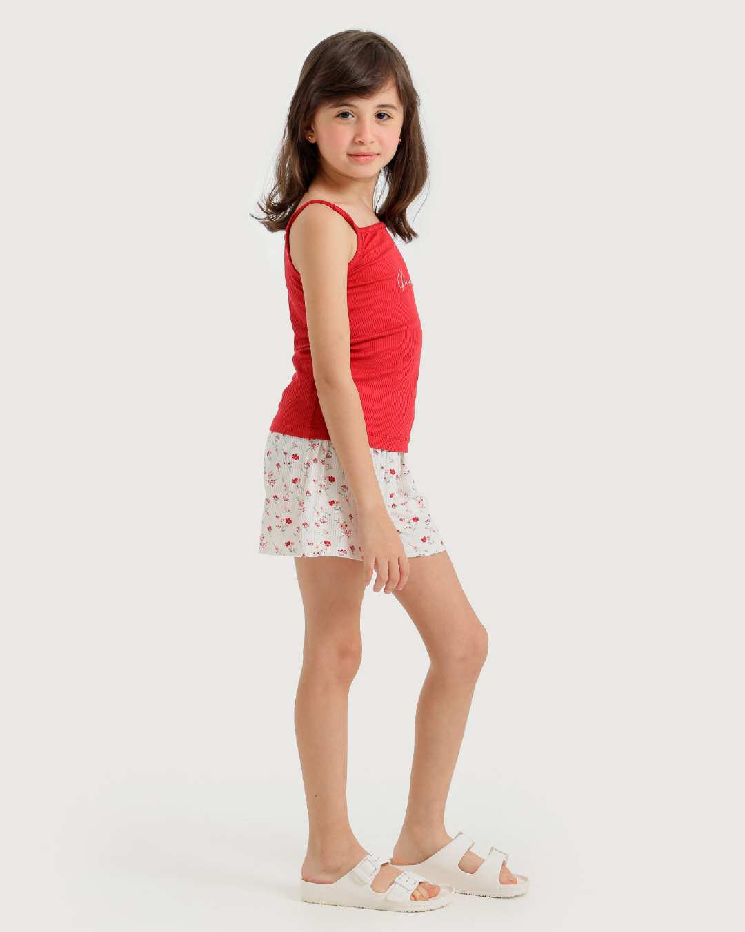 بيجاما أنيقة للبنات الصغيرات بطبعة زهور