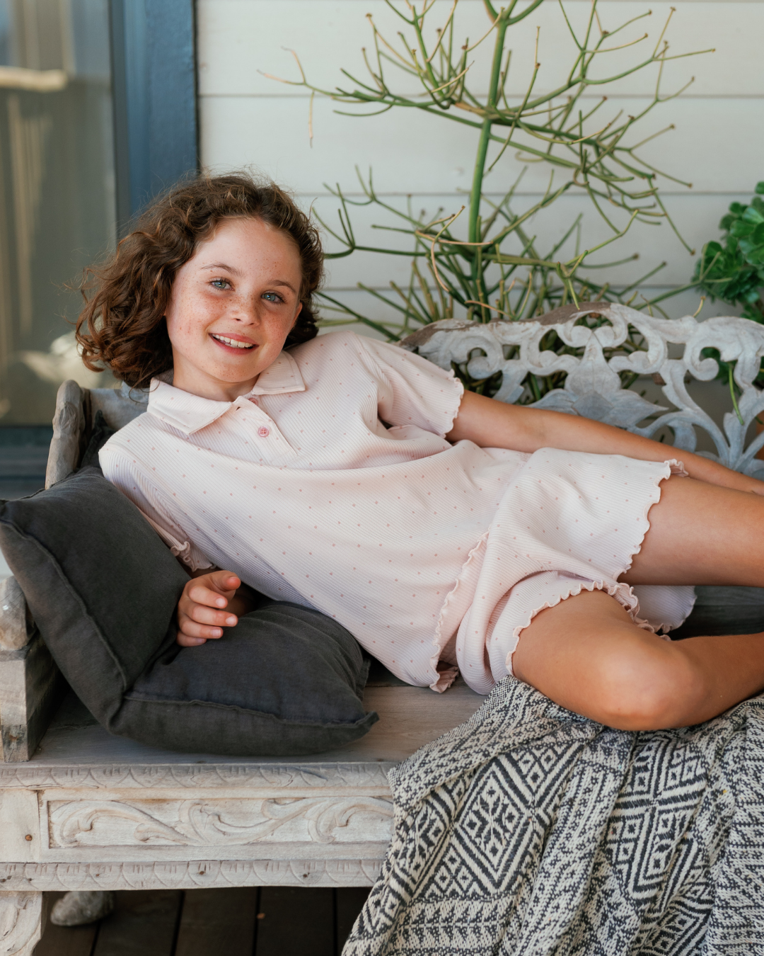 Dotted pajama top and shorts